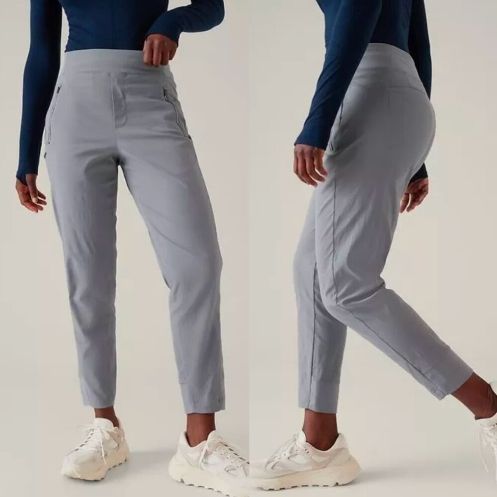 🦋 ATHLETA Trekkie North High Rise Joggers Coastline Blue Gray 0 Workout Casual